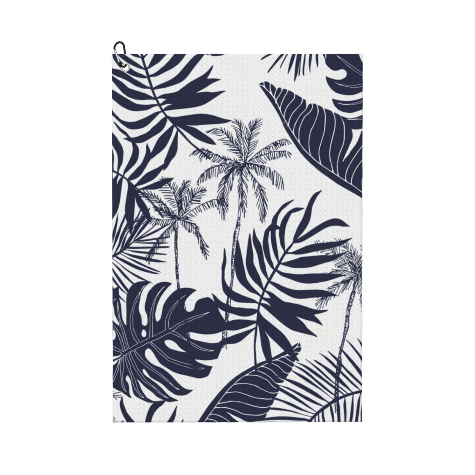 Hnnkloy Tropical Palm Trees Leaves Silhouette Hawaiian, 16x24 in Portable Waffle Golf Towels with Carabiner Clip for Golf Bag