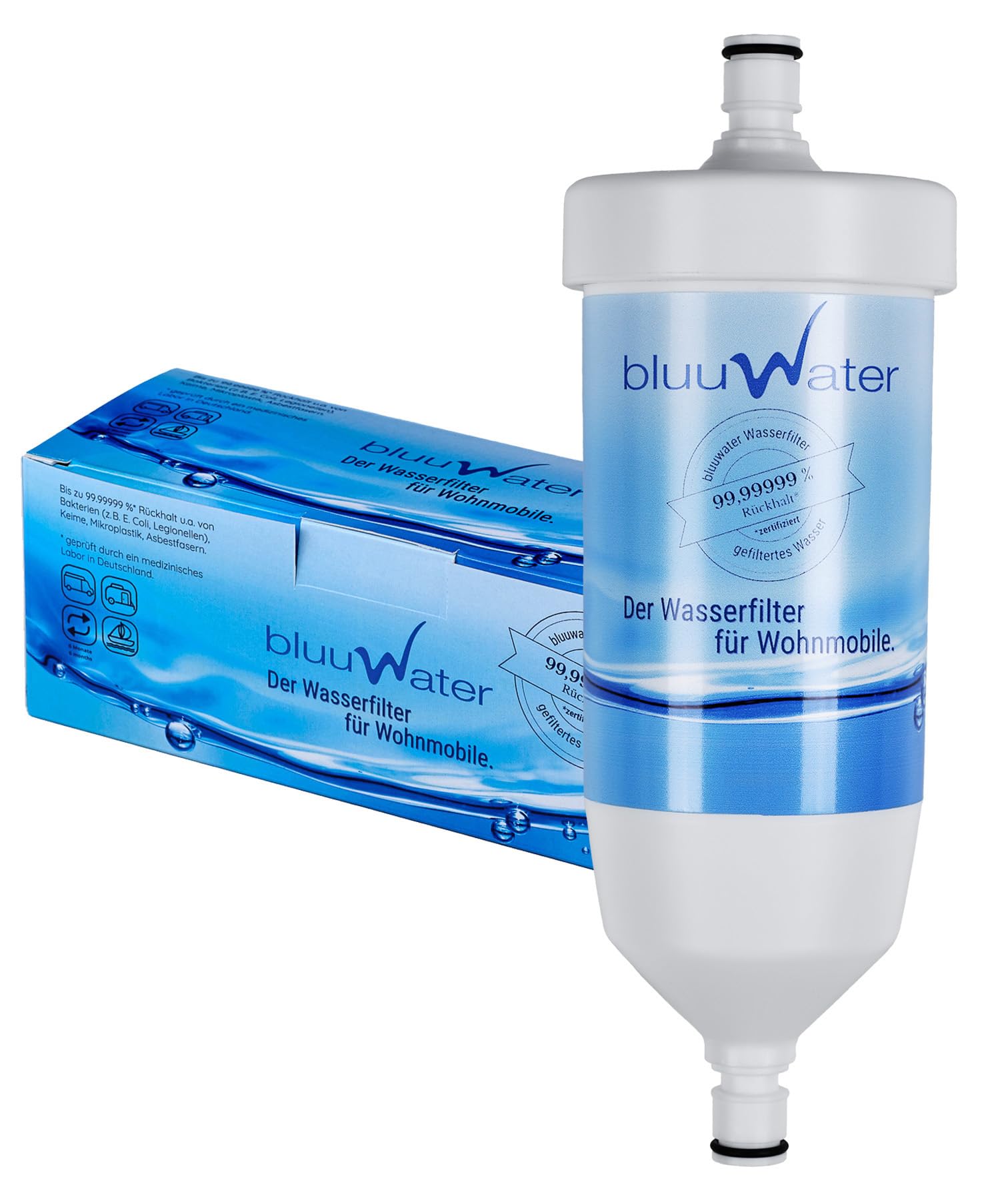 CR08 Wasserfilter für Wohnmobile, Wohnwagen & Boote | Laborgeprüft - Filtert 99,99999% der Bakterien, Kalkpartikel & mehr - Lebensmittelqualität - Bis zu 6.000 Liter / 6 Monate