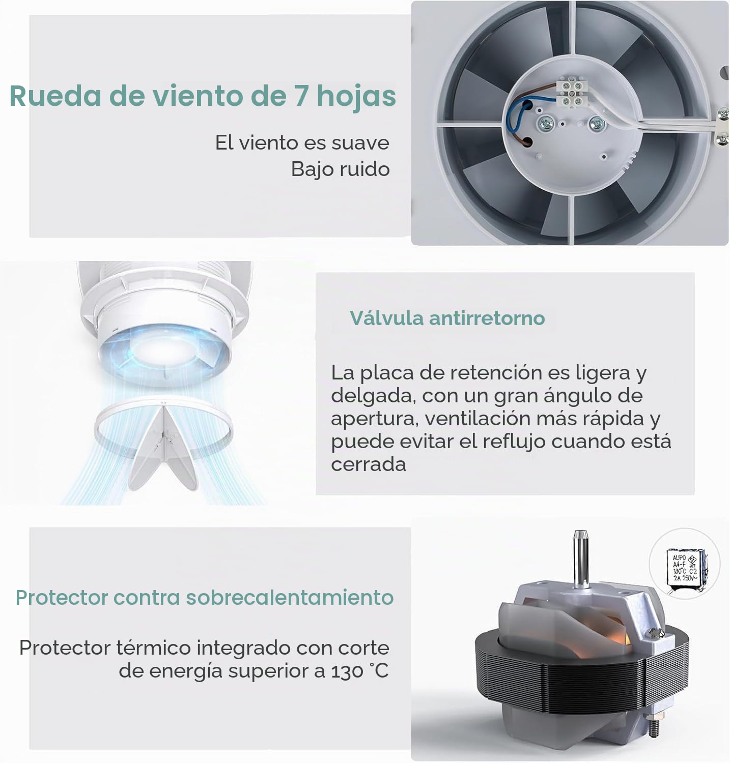 Extractor de Baño 100mm, Extractor de Baño Silencioso 34 dB, Extractor de Aire con Válvula Antirretorno, 95m³/h Flujo Aire IPX4, para Baño Cocina Garaje Oficina