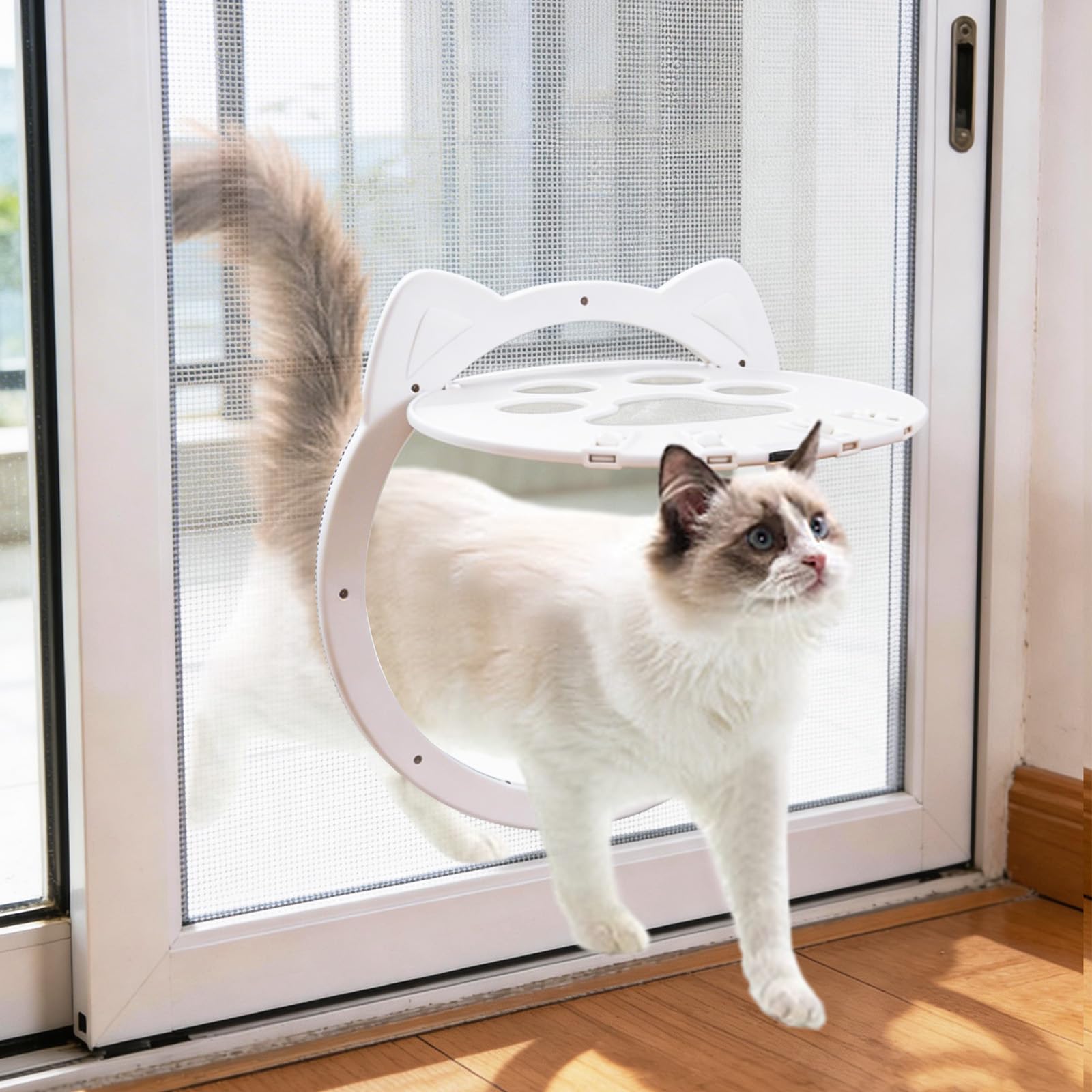Chatière pour moustiquaire, chatière blanche, porte intérieure, porte magnétique, avec design automatique de pattes de chat, porte moustiquaire pour petit chat de taille moyenne