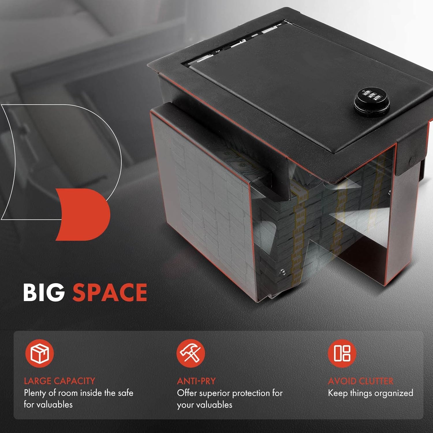 A-Premium Center Console Safe Box Compatible with Ford F-150 F150 2009-2014 Pickup Front Captain Chairs and Console Shift Only