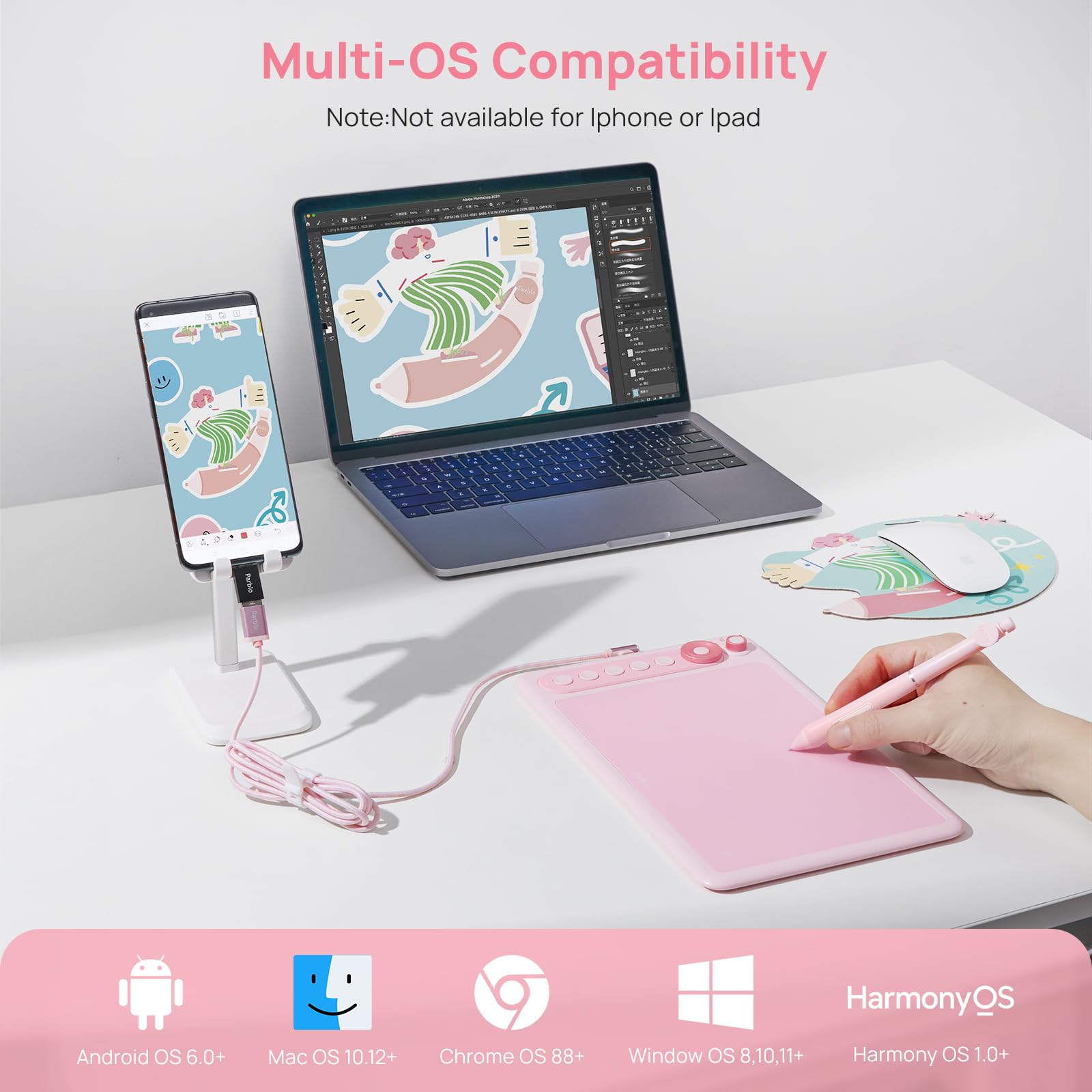 Parblo Intangbo X7 Drawing Tablet 7.2x4.5 inch Graphics Tablets,Digital Drawing Tablet with Mode Switch,6 Customized Keys,Battery-Free Stylus S01 for Digital Art,Design,Work with Window/Mac,Android