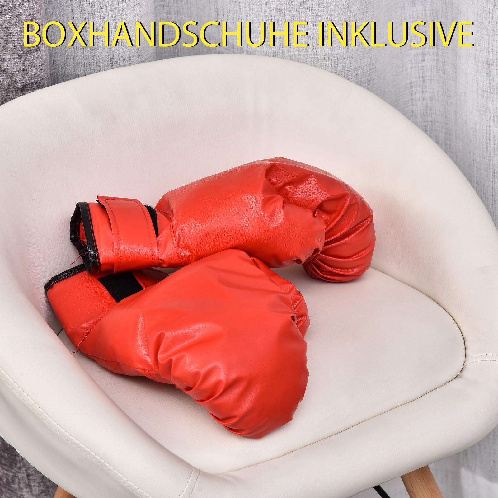 HOMCOM Punchingball mit Ständer, 136-154 cm höhenverstellbar Boxsack, Standboxball mit Boxhandschuhen, für Jugendliche und Erwachsene, für Ausrüstung, Stressabbau, Fitness