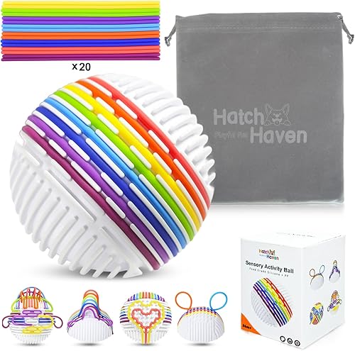 Juguetes sensoriales para niños con autismo, pelota de actividad sensorial con 20 cuerdas y bolsa de almacenamiento portátil, calmante, estrés,