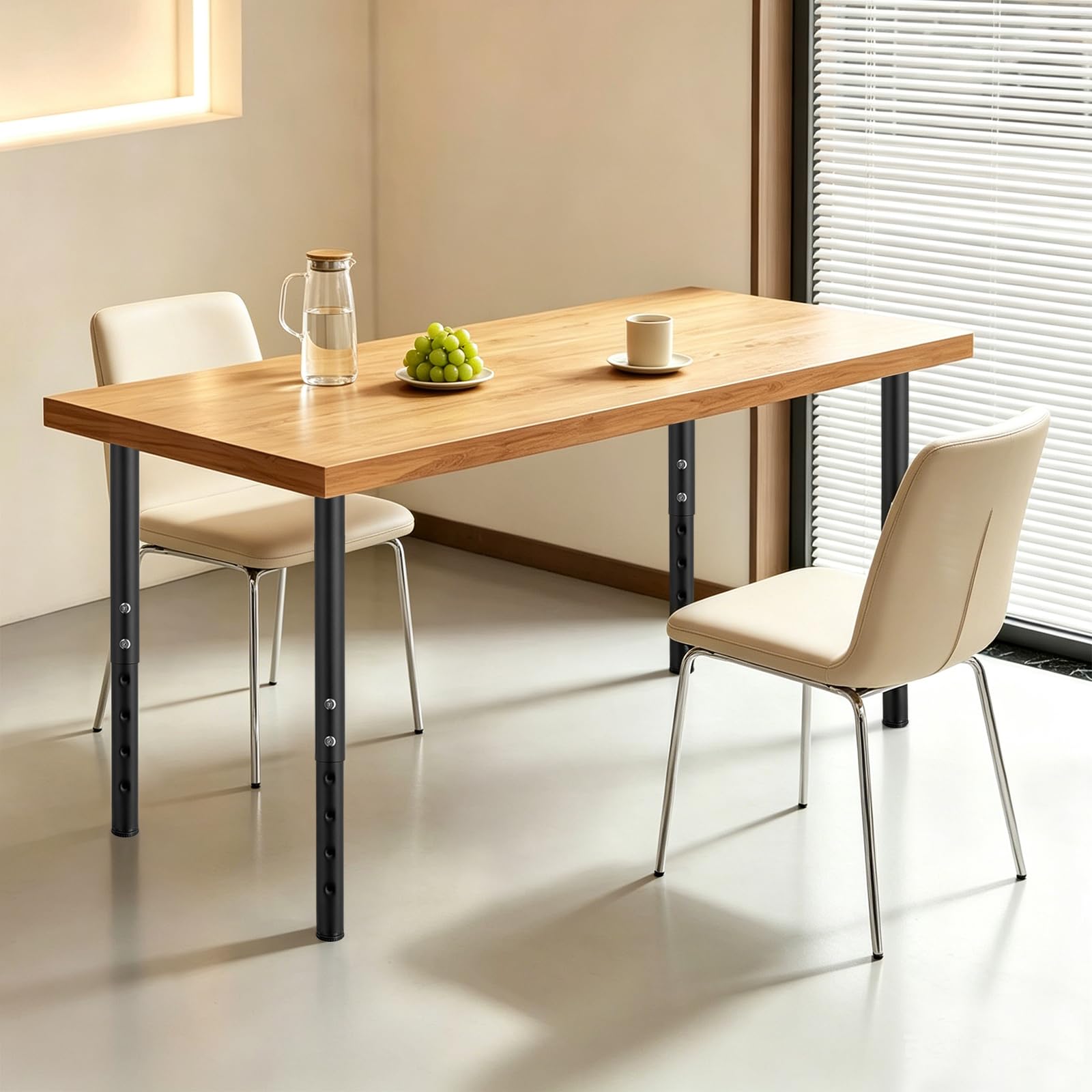 Jahof Gambe Regolabili per Tavolo, 55-90 cm, Gambe per Mobili in Metallo, Ø42/38 mm, Piedini per Tavolini, Scrivania, Camper, Bancone da Bar, Kit di 4 (Nero)