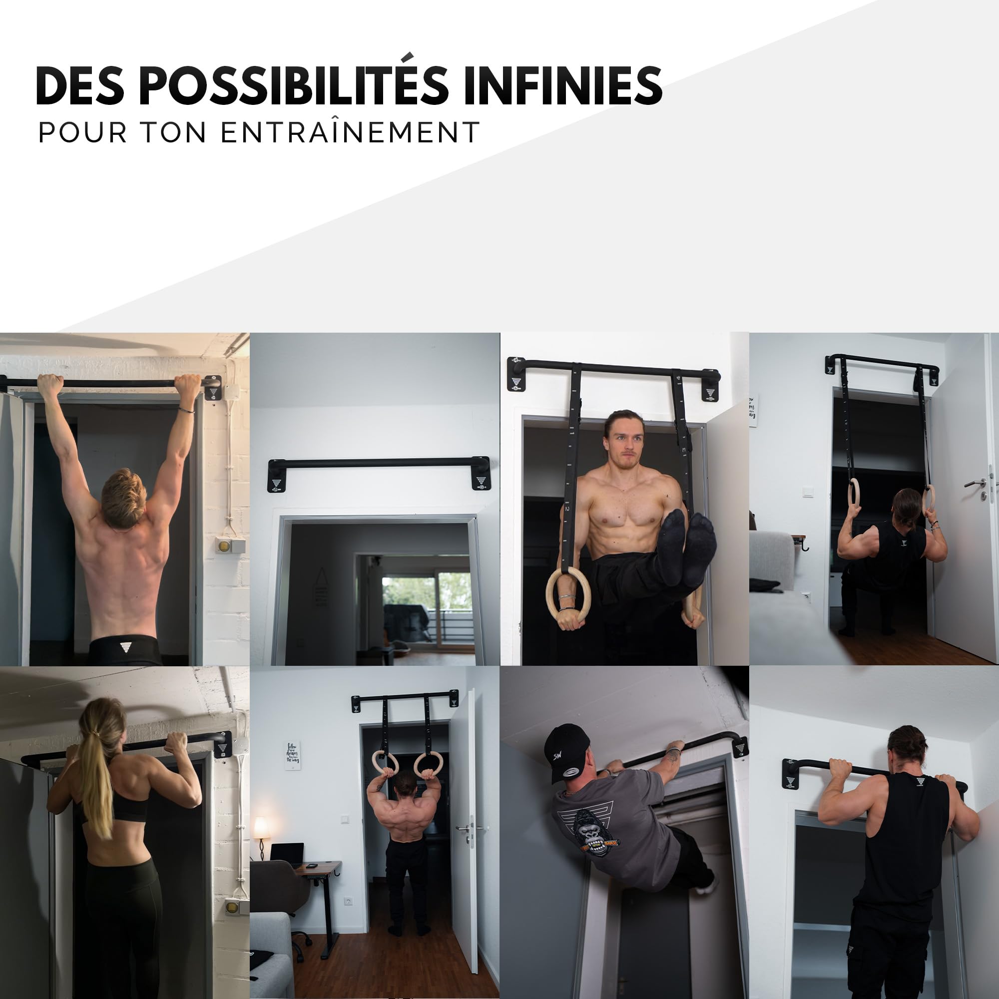 GORNATION Barre de Tractions pour Porte, Barre Fixe por Calisthenics, Parfaite pour Musculation, Pull Ups et Home Workouts, Compatible avec Toutes les Portes,
