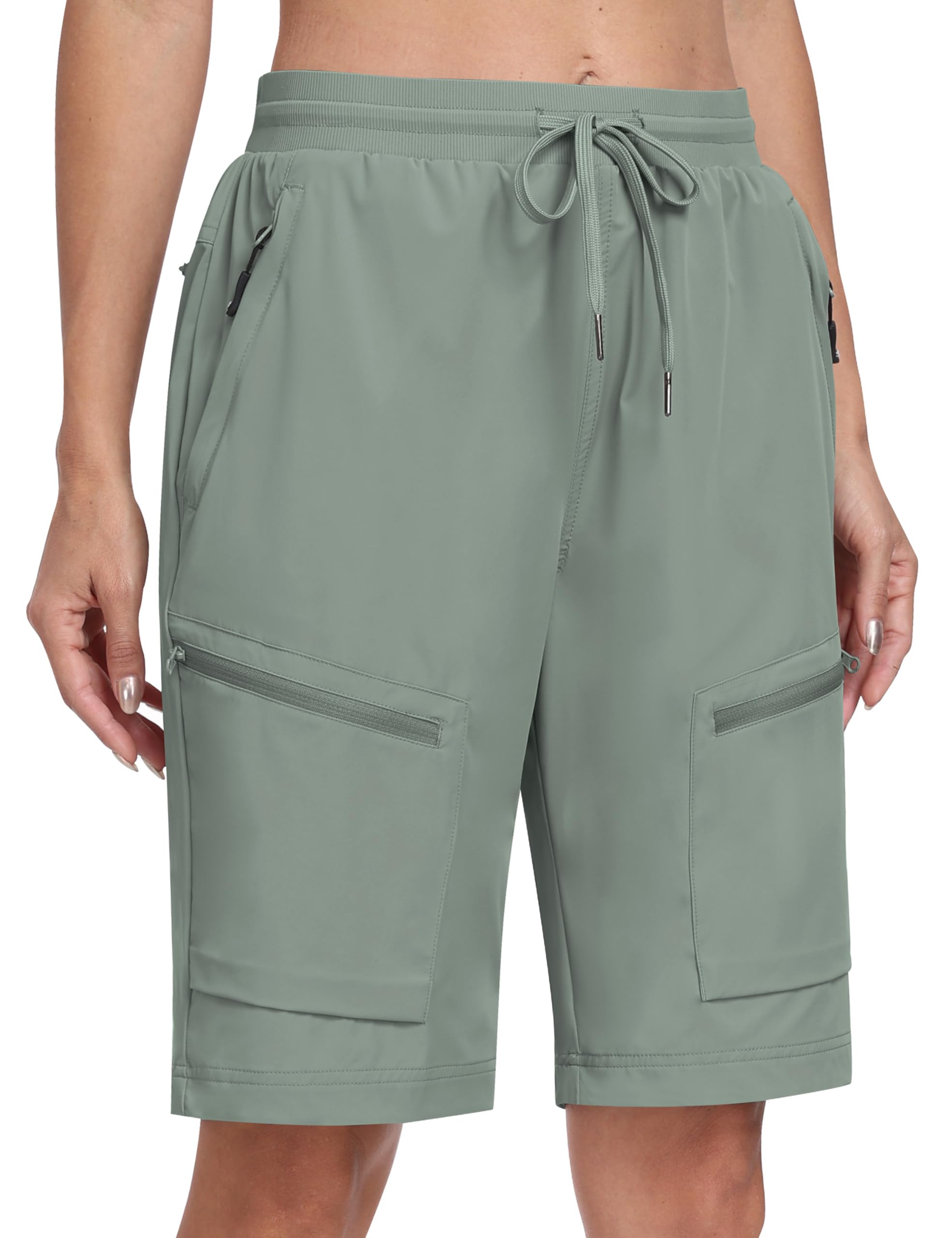 MoFiz Pantalones Cortos Cargo Mujer Ligero Shorts de Senderismo Trekking Impermeable de Secado Rápido Verano Bermuda con 5 Bolsillos de Cremallera