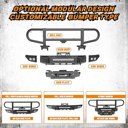 Miniatura 3 de ROXX Bronco Front Bumper, Modular Front Bumper for 2021 2022 2023 Ford Bronco  NOT for Sport Model, Ford Bronco Front Bumper wBull Bar GrilleSkid
