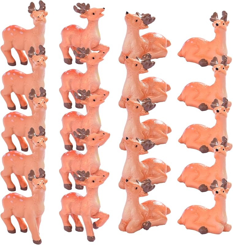 Ipetboom 5 Sets Miniature Deer Figurines: Fairy Garden Reindeer Model - Car Dashboard Deer Statue for Bonsai Diorama Succulent Planter and Dollhouse