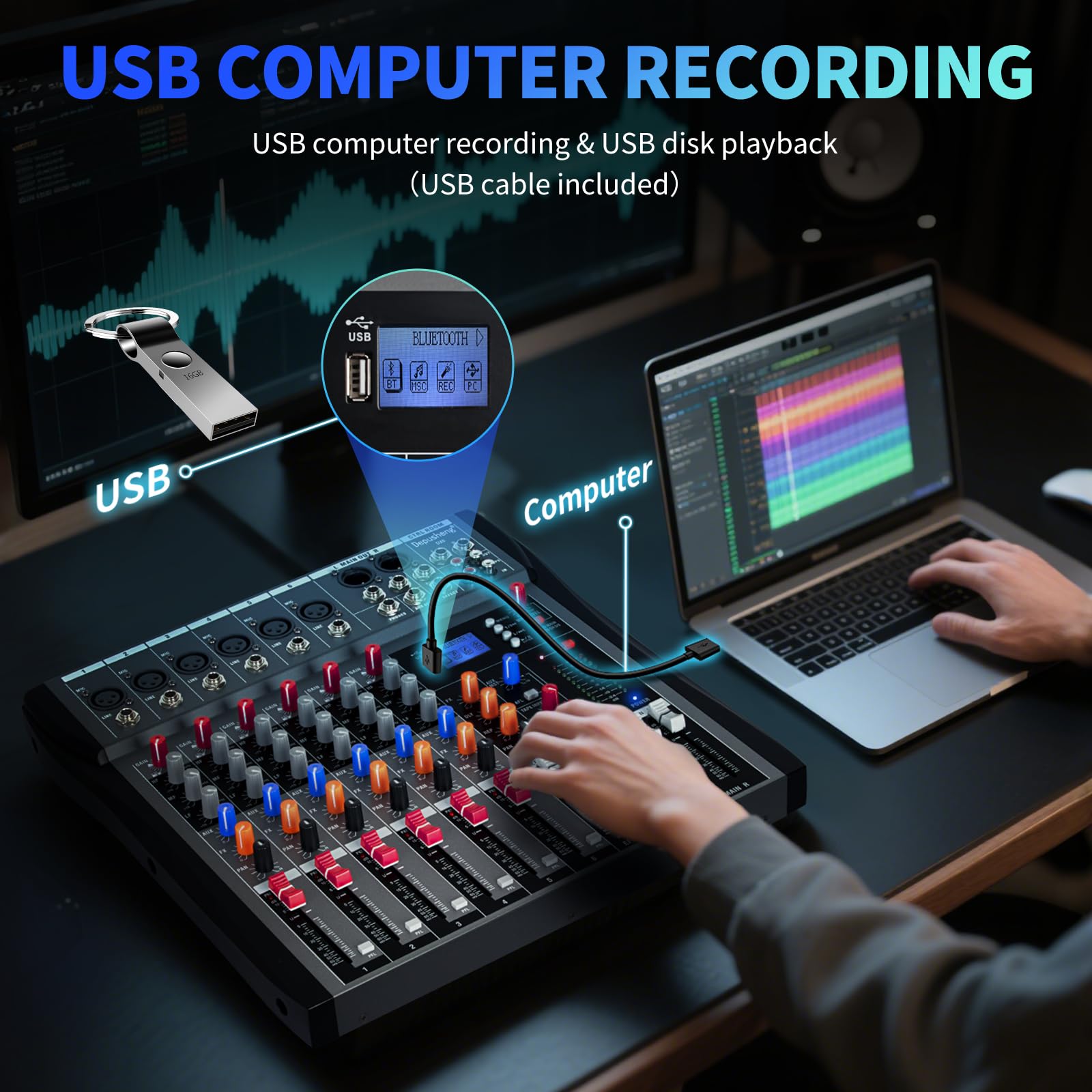 Depusheng DX6 6チャンネルアナログミキサー Depusheng DX6 Professional Mixer Sound Board Console 6