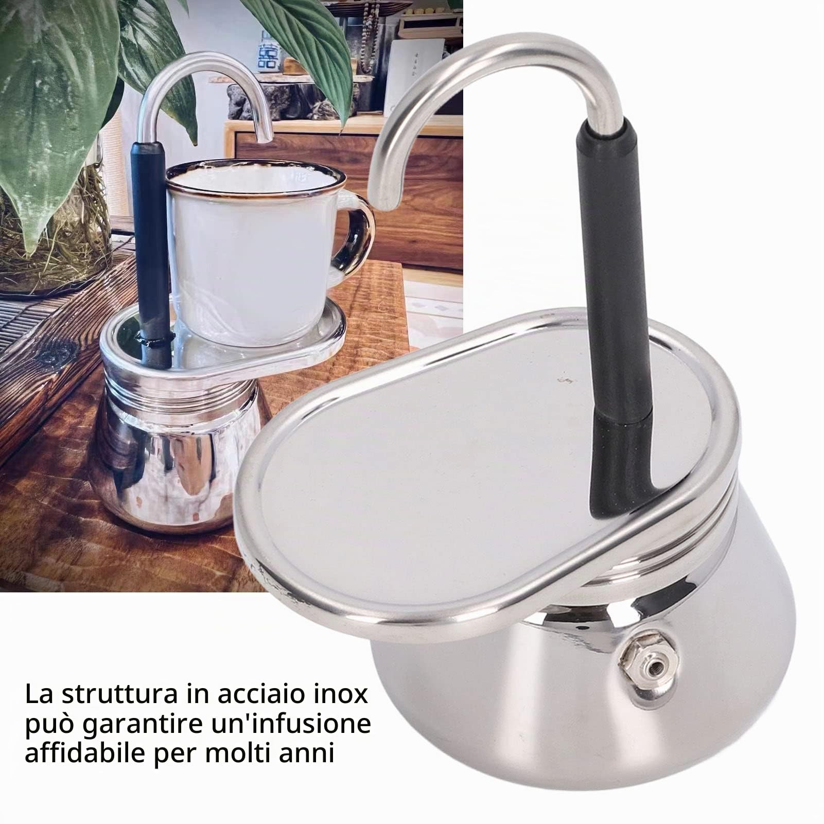 Caffettiera Singola Portatile, Caffettiera Italiana con Beccuccio Singolo in Acciaio Inossidabile Caffettiera Italiana Fai-da-te Utensili da caffè da Campeggio All'aperto Caffettiera Leggera | Preparazione compatta per fornello, materiale resistente -rugg