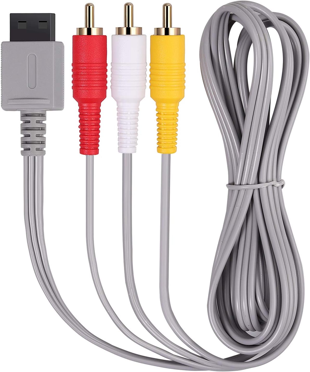 Justech 6ft Wii/Wii U AV Cable, 1.8m Composite 3 RCA Gold-plated Audio Video AV Standard Cord for Wii Wii U TV HDTV Display