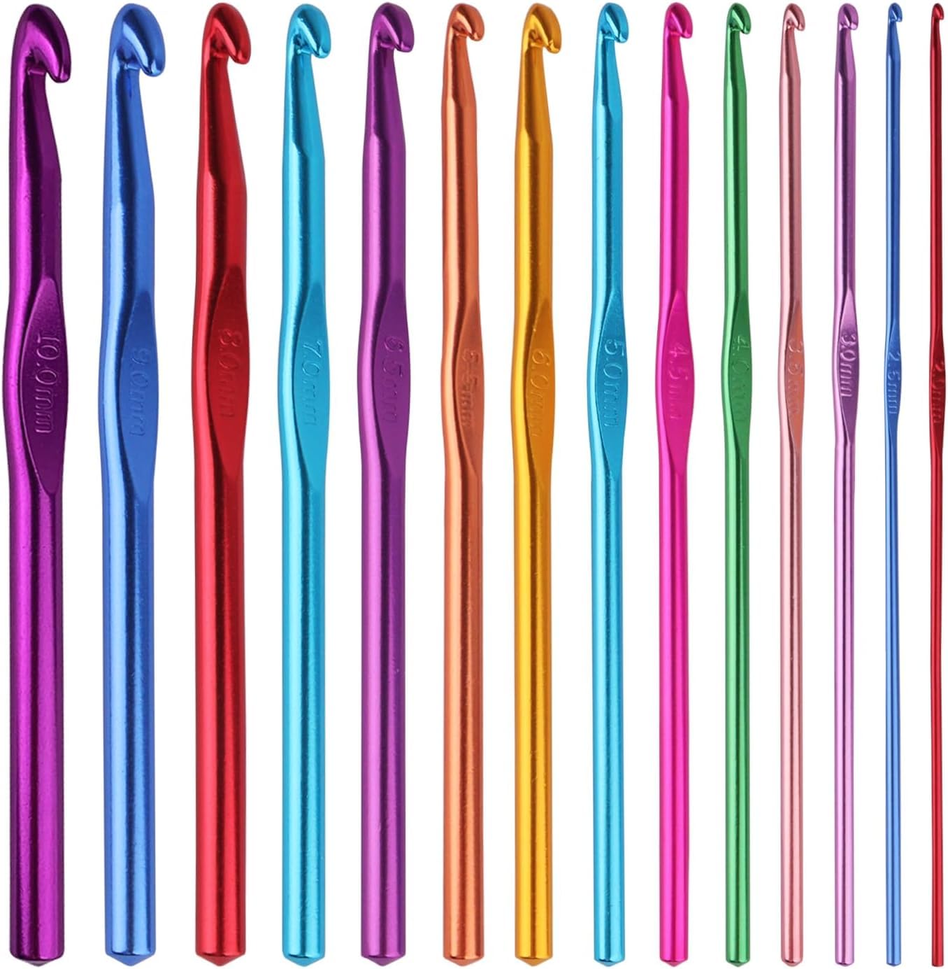 TRICWELL 14 pcs Multicolor Aluminum Crochet Hook | Knitting Needles Craft Yarn Set | 2mm to 10mm Size Crochet Hook (Aluminum Crochet)-image-30