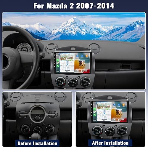 Miniatura 2 de 4G+64G Radio de coche para Mazda 2 2007-2014 con CarPlay Android Auto, pantalla táctil de 9 pulgadas, Android 13 Mazda 2 estéreo para automóvil con