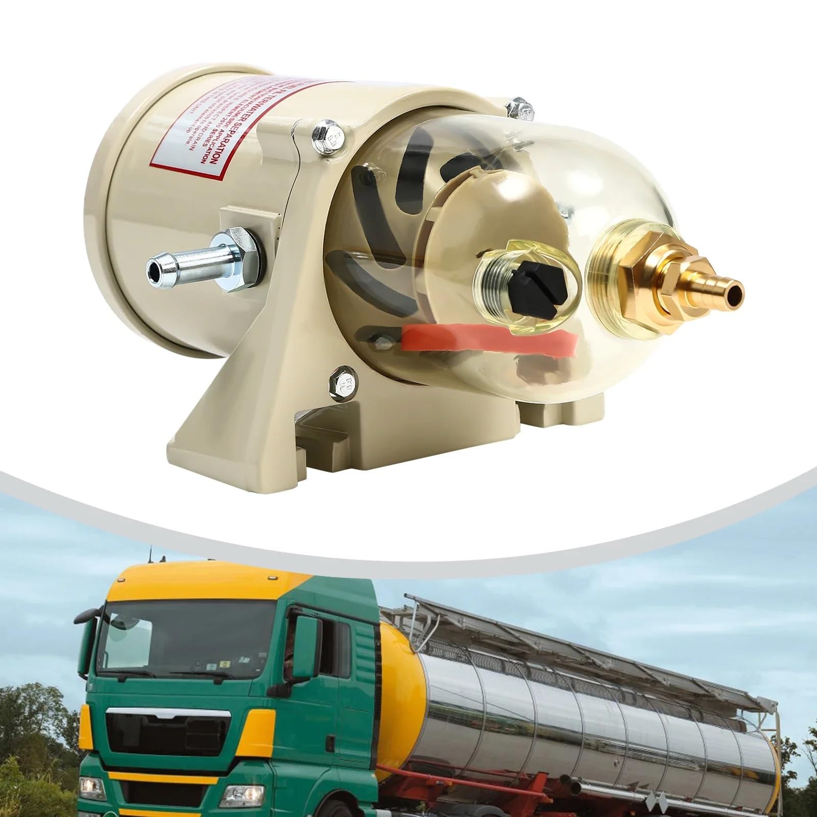 Filtro de gasolina Filtro de combustible Separador de agua con filtro de combustible diésel, aceite de gasolina para camión marino 500FG 500FH con perno 60GPH para coches grandes