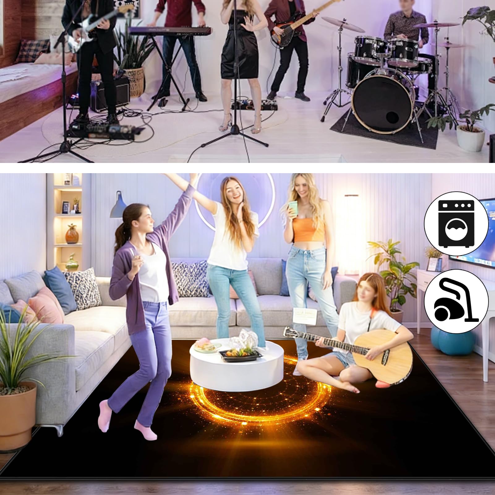 Elektryczny dywan perkusyjny, 160 x 100 cm, mata akustyczna, mata do perkusji, mata wygłuszająca, antypoślizgowy dywanik bębnowy, do bassa, werbla, mata chroniąca przed hałasem, mata muzyczna