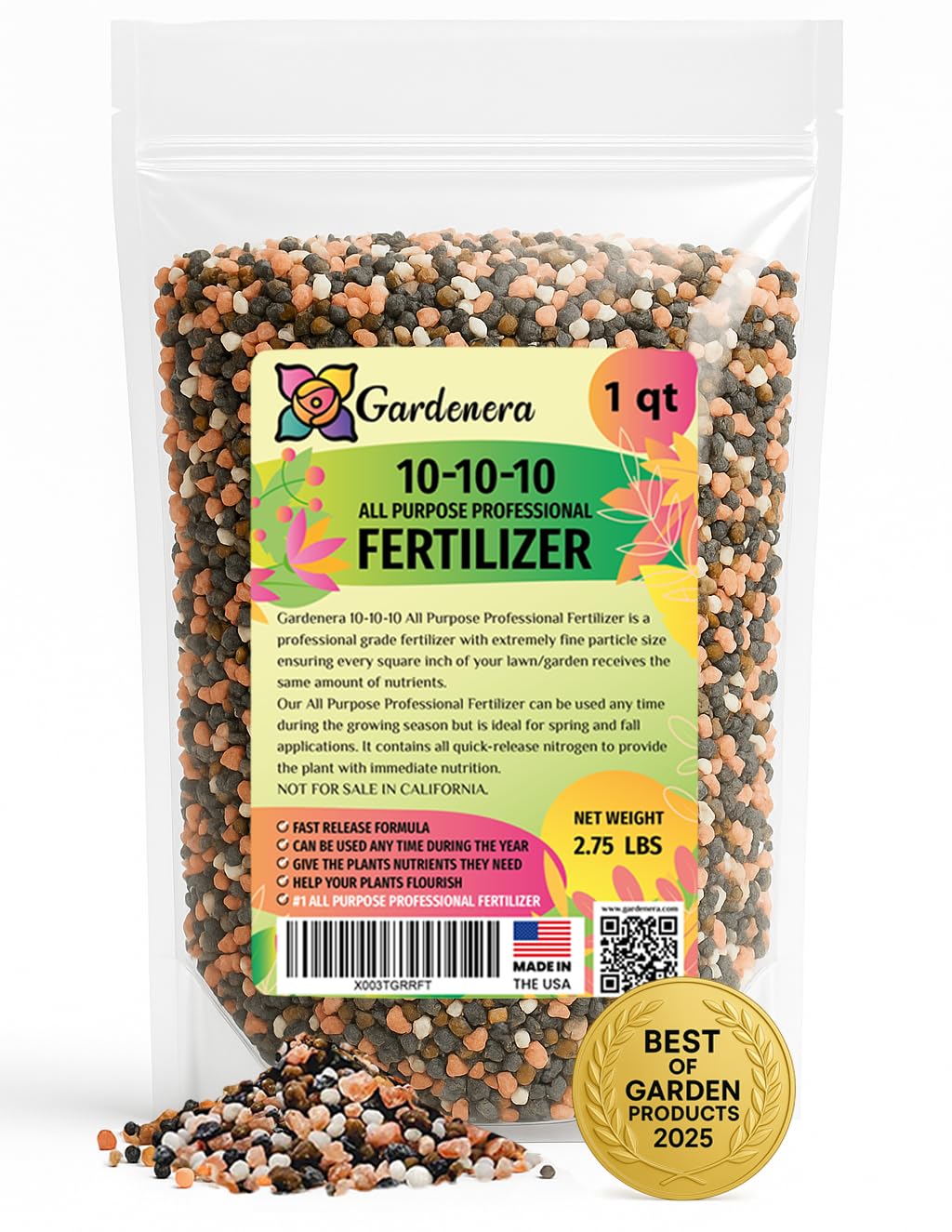 𝐁𝐄𝐒𝐓𝐒𝐄𝐋𝐋𝐄𝐑 10-10-10 Plant Fertilizer Slow Release | 10 10 10 All Purpose Fertilizer for Fruit Trees, Evergreens, Vegetables, Arborvitae, Fig Trees, Shrubs, Pines, Oaks, Flowers [1 Quart]