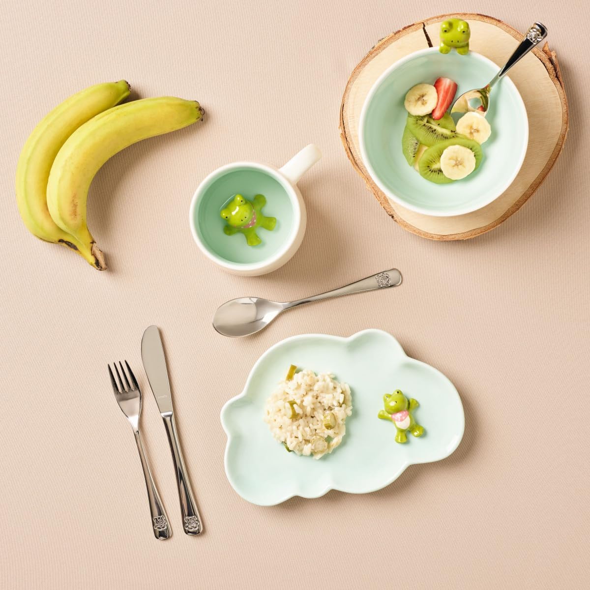 Amefa 43100G0006A40 Child's Cutlery 4-Piece in Gift Packaging Teddy Bear Design 18/10 Polished Stainless Steel