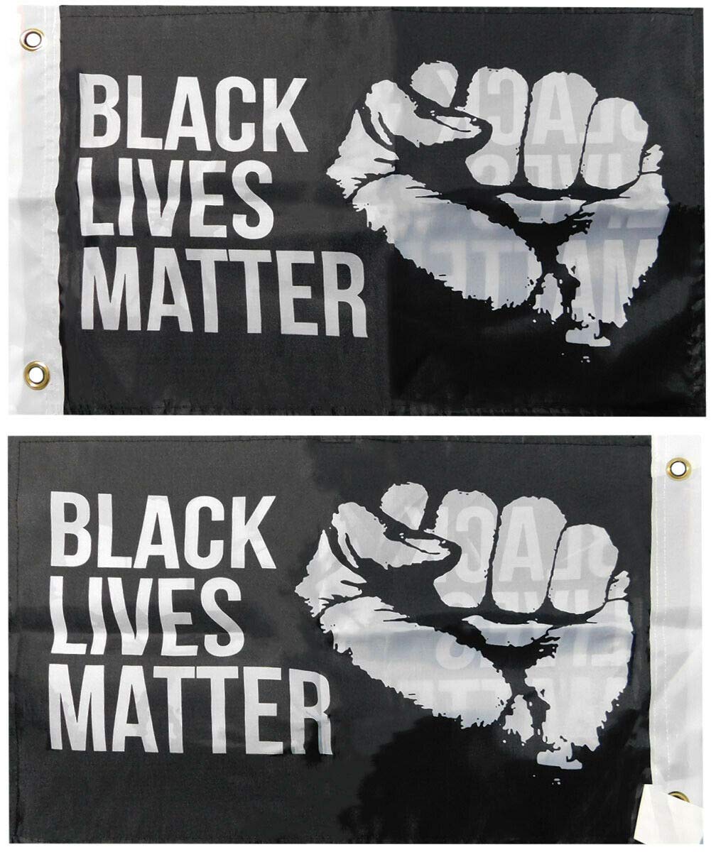 American Wholesale Superstore Black Lives Matter Fist Black Double Sided Rough Tex 68D Nylon 12