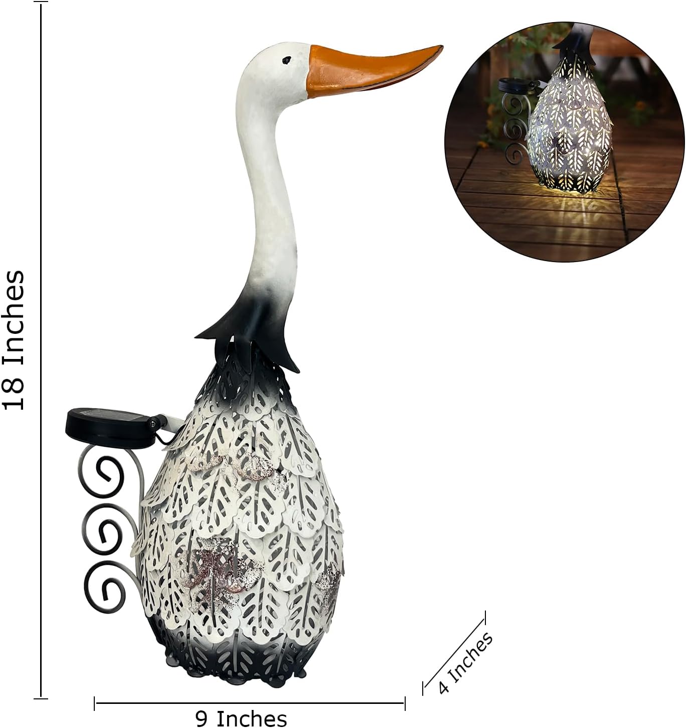 HONGLAND Metal Goose Yard Decor,18" Solar Gooses Yard Decorations Outdoor, Garden Statues Decor Outside,Farm Lawn Decorative Figurine for Home Patio Backyard