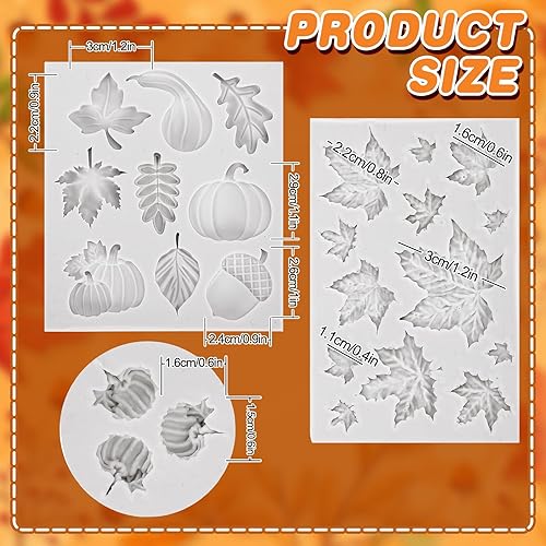 Miniatura 2 de Whaline 3 moldes de arcilla polimérica de otoño, hojas de arce de otoño, moldes de arcilla en miniatura, moldes de arcilla de calabaza, patrón de