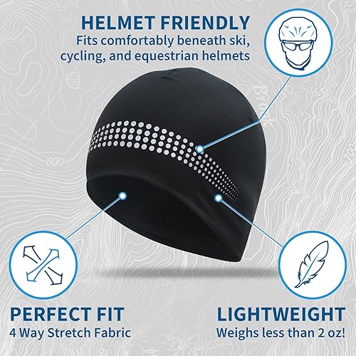 Miniatura 3 de TrailHeads Sombrero de cola de caballo - Serie Adrenaline  Gorro de correr para mujer con detalles reflectantes  Gorra negra con calavera