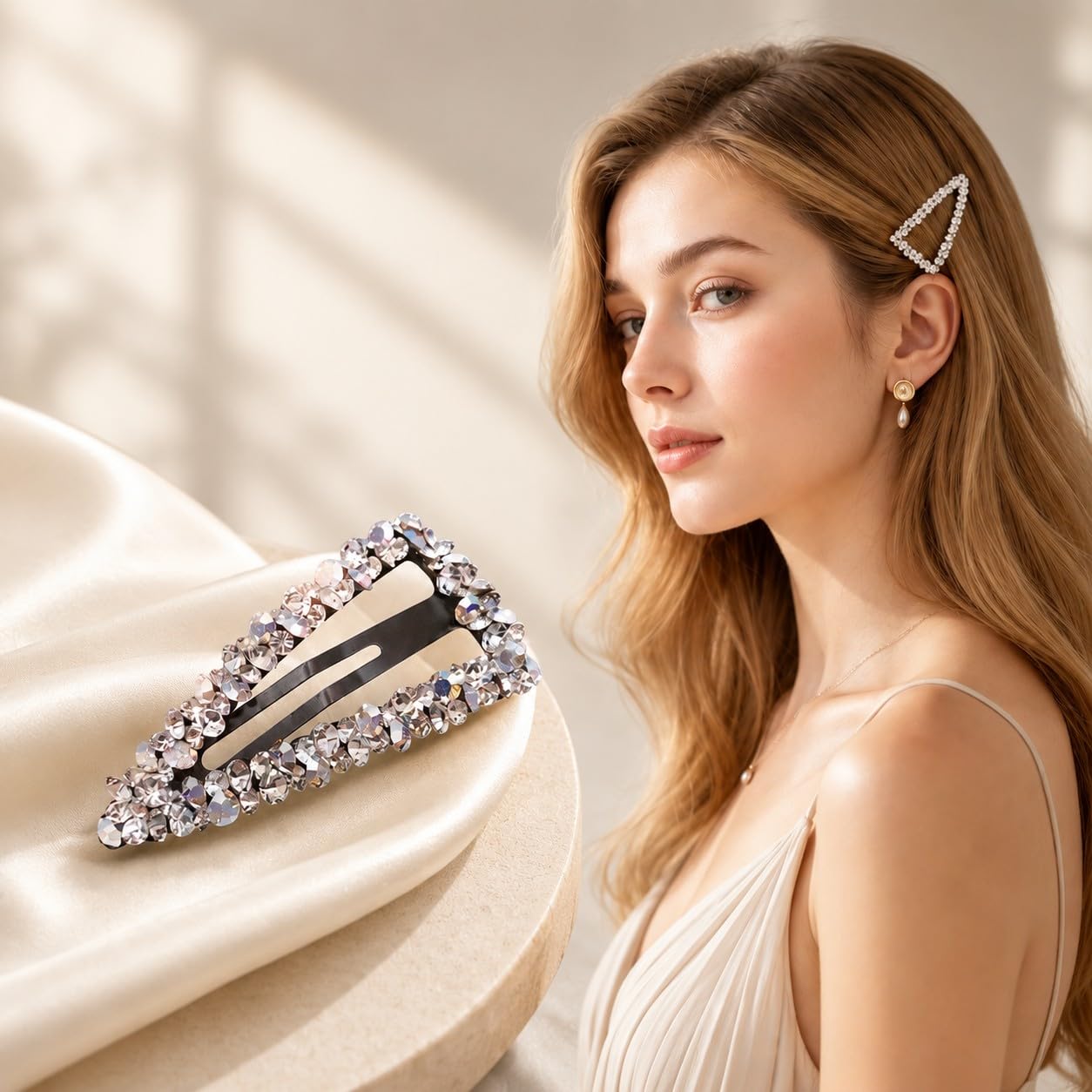 Rhinestone Triangle Hair Clip, Decorative Alloy Side Barrette for Everyday Hairstyles, Party Looks and Dressy Wear