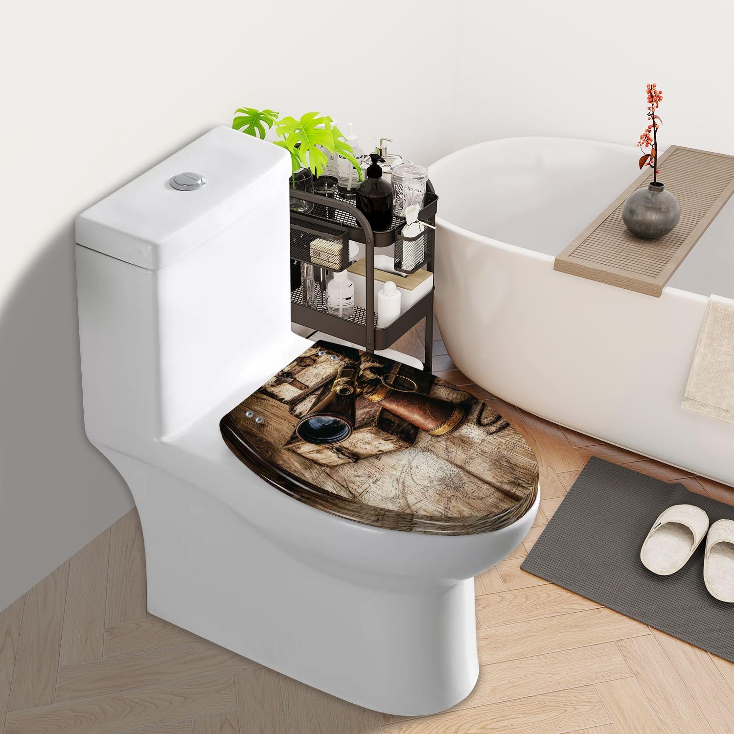 Asiento de inodoro genérico alargado de cierre suave para baño