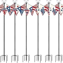 Urban Deco 6 Packs 3M String Light Pole Festoon Light Pole Upgraded Thickened Metal Garden Poles with Hook,Weather-Resistant Outdoor Pole for Lanterns Flags Wind Chimes Bird Feeder Patio Wedding Party
