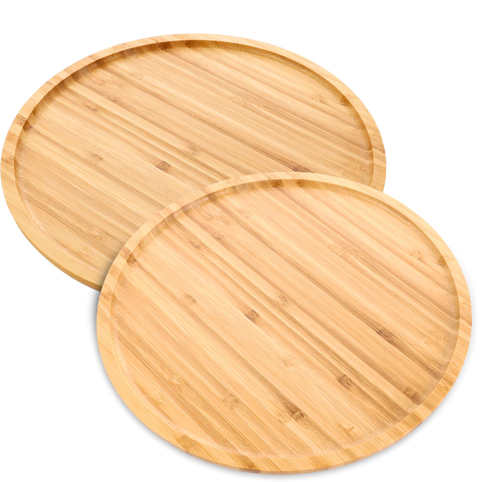 JMIATRY 2 stuks bamboe onderzetters rond, houten dienblad rond 30 cm, houten onderzetters voor thee, koffie, levensmiddelen, woondecoratie