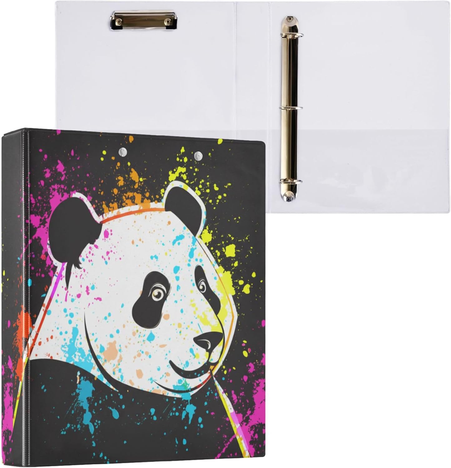 カスタム キュート パンダ プリント 1.5インチ 3リングバインダー 200枚収納 ポートフォリオ リングプリント ラウンドリング