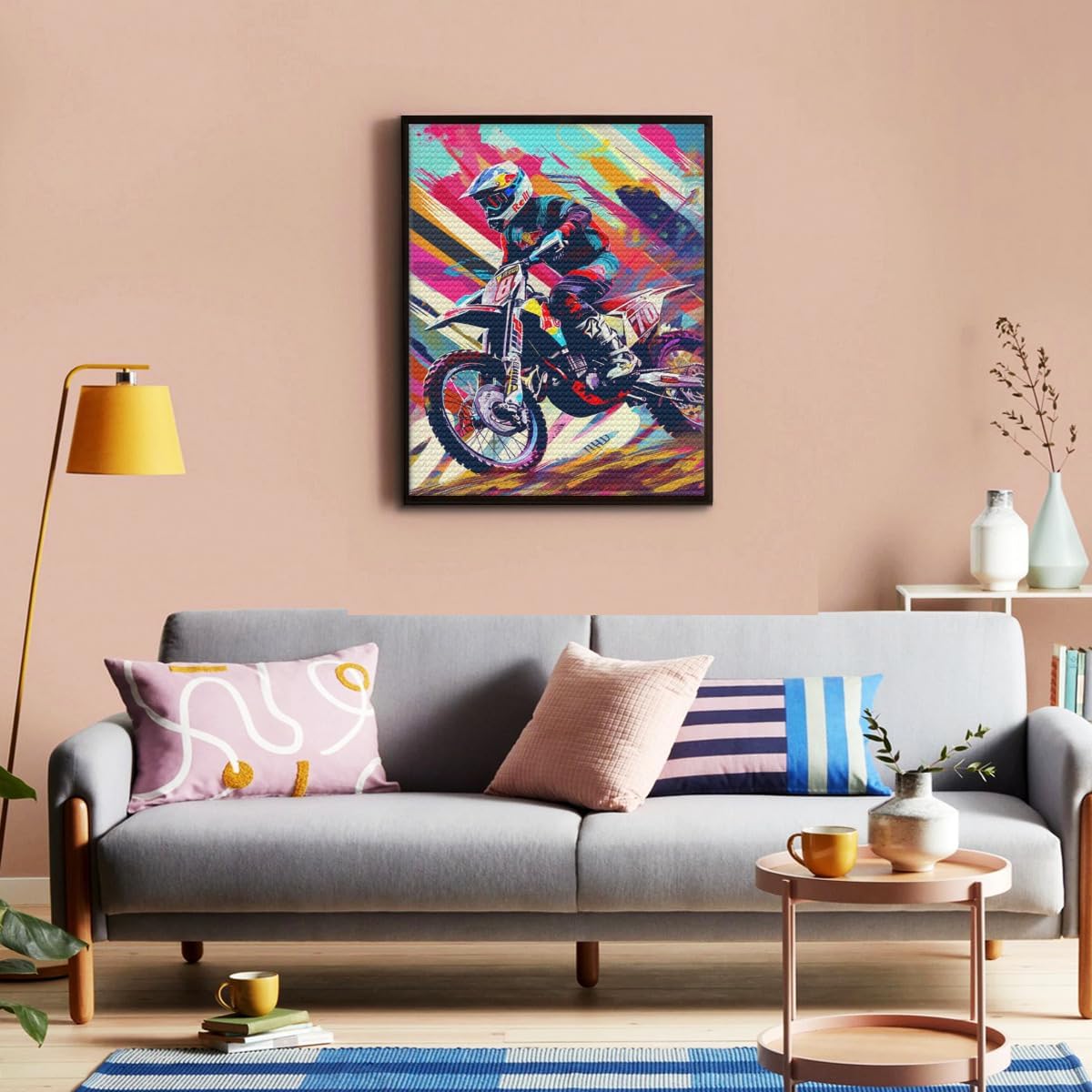 DIY 3D Diamond Painting Drawing Pictures by Number Kits Dirt Bike Love Cross Stitch Crystal Rhinestone Embroidery Paintings Pictures Arts Craft for Home Wall Decor