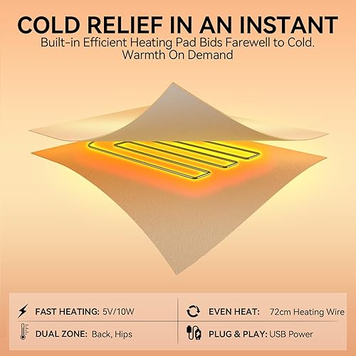 Miniatura 7 de Silla de campamento con calefacción de gran tamaño, totalmente gruesa, acolchada, para adultos, 3 niveles, ajustable, portátil, calentada, para uso