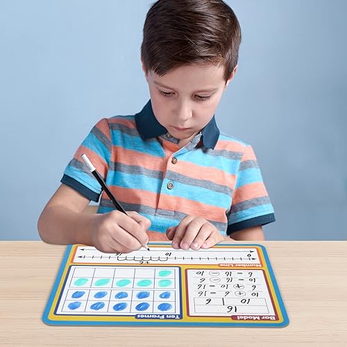 Miniatura 6 de Pizarra blanca de borrado en seco, 9 x 12 pulgadas, tabla de números 120 de doble cara, pizarra blanca de manipulación matemática para niños,
