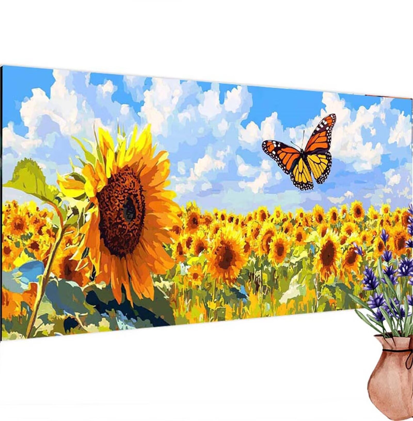 Diamond Painting Adulte Papillon, Broderie Diamant Grand Format Fleur Diamond Painting 5D DIY Loisir Créatif Adulte Femme, Diamond Art Artisanat Kit pour Decoration Maison Murale 80x160 cm Model-523