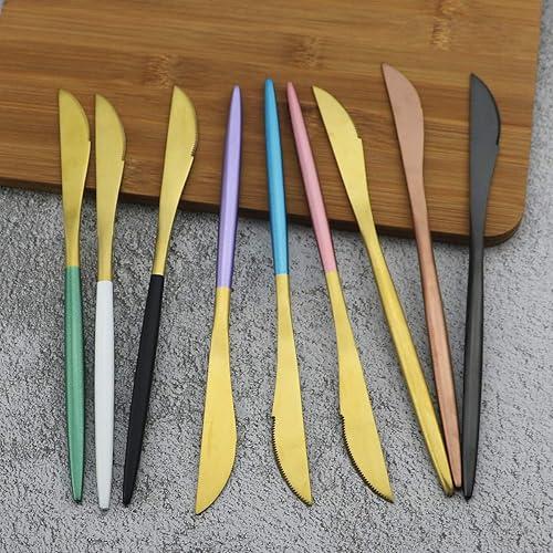 Miniatura 8 de Gugrida - Juego de cubiertos de lujo de 24 piezas de acero inoxidable 18/10 con acabado satinado, cubiertos de vajilla incluye cuchillo, tenedor