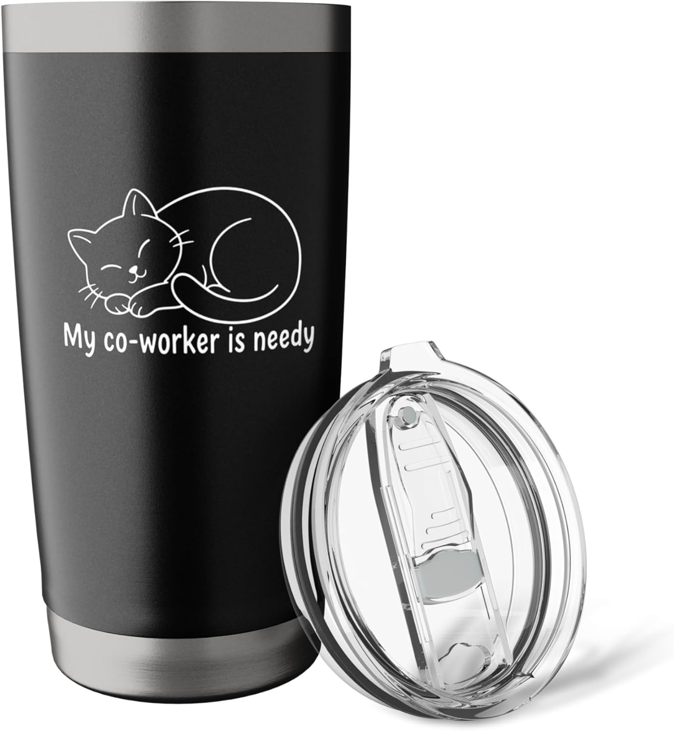 My Co-Worker Is Needy - Funny Work From Home Cat Stainless Steel Insulated Tumbler - Image 5