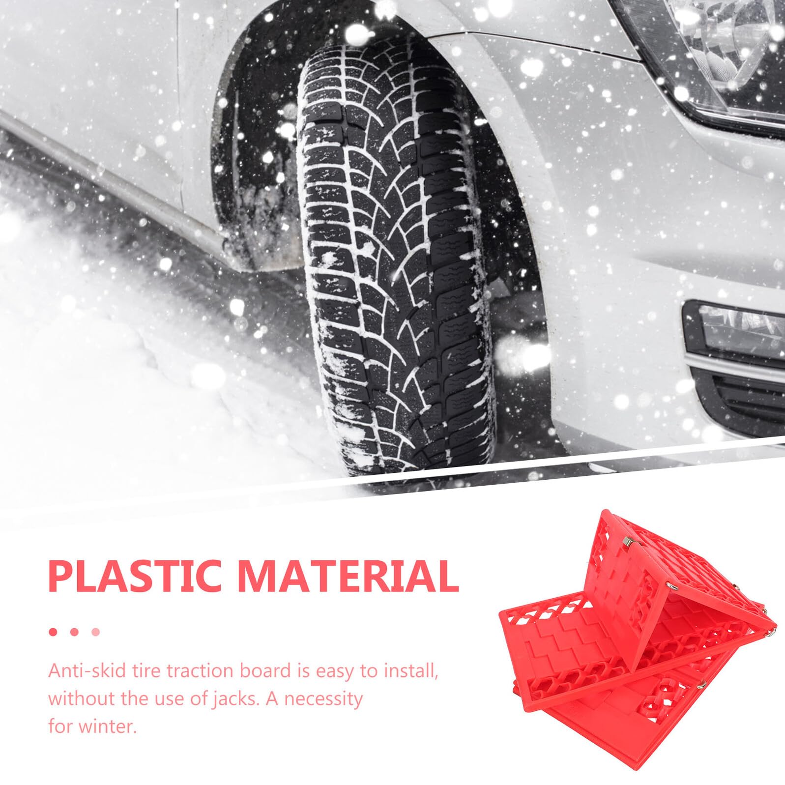 MAGICLULU Piastra Antiscivolo per Pneumatici in Plastica Rossa Facile da Installare e Usare per Auto in Condizioni Meteo Avverse e Pioggia