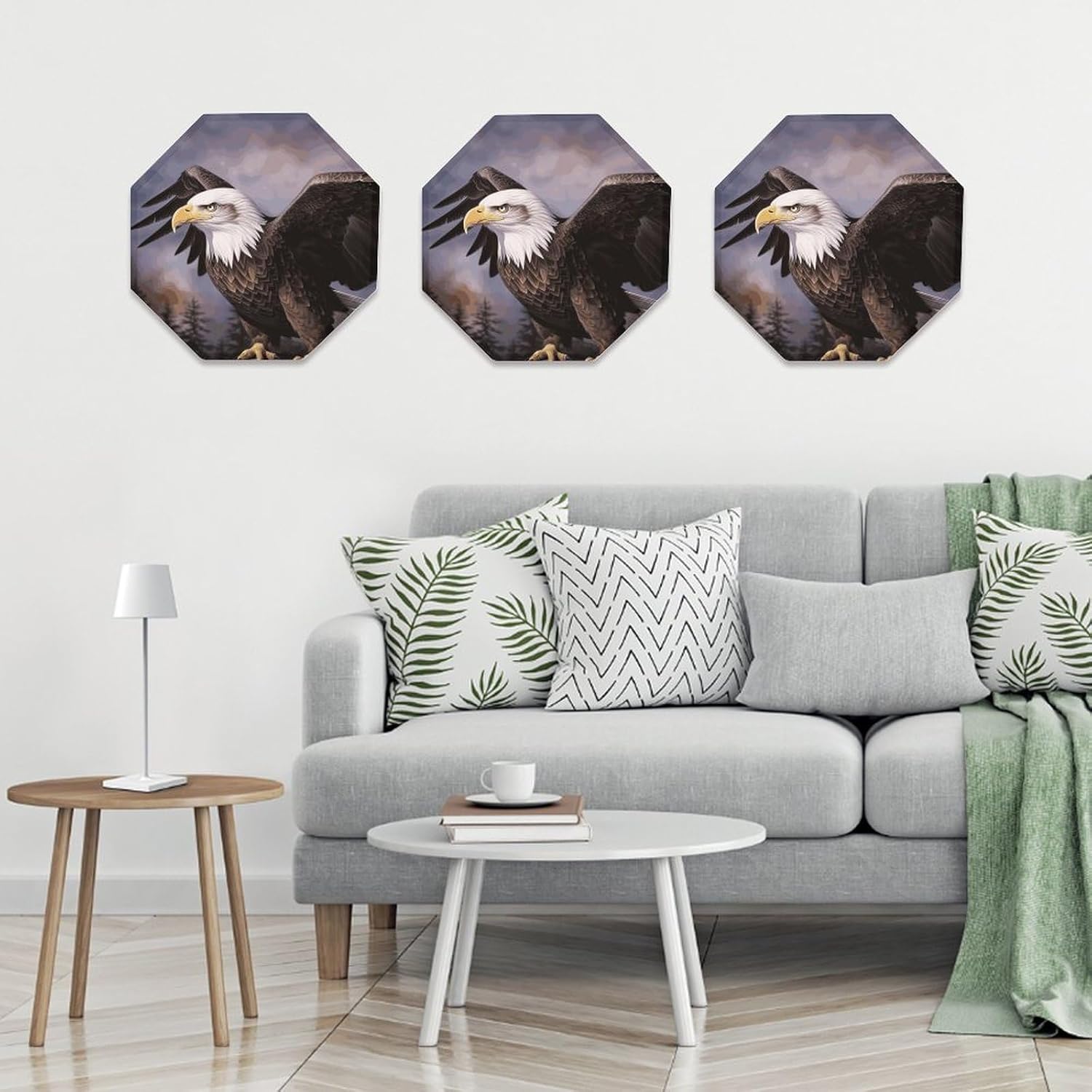 Ctagon Metal Sign for Home, Modern Display Plate for Kitchen, Bald Eagle Plates Accent Hanging Wall Decorations 3PCS for Living Room, Bedroom, Hallway, Hotel