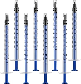 24 Pieces 1 ml Plastic Syringe with Measurement, Multiple Uses Measuring Syringe Tools with No Needle for Refilling, Measuring, Feeding, Oil or Glue Applicator