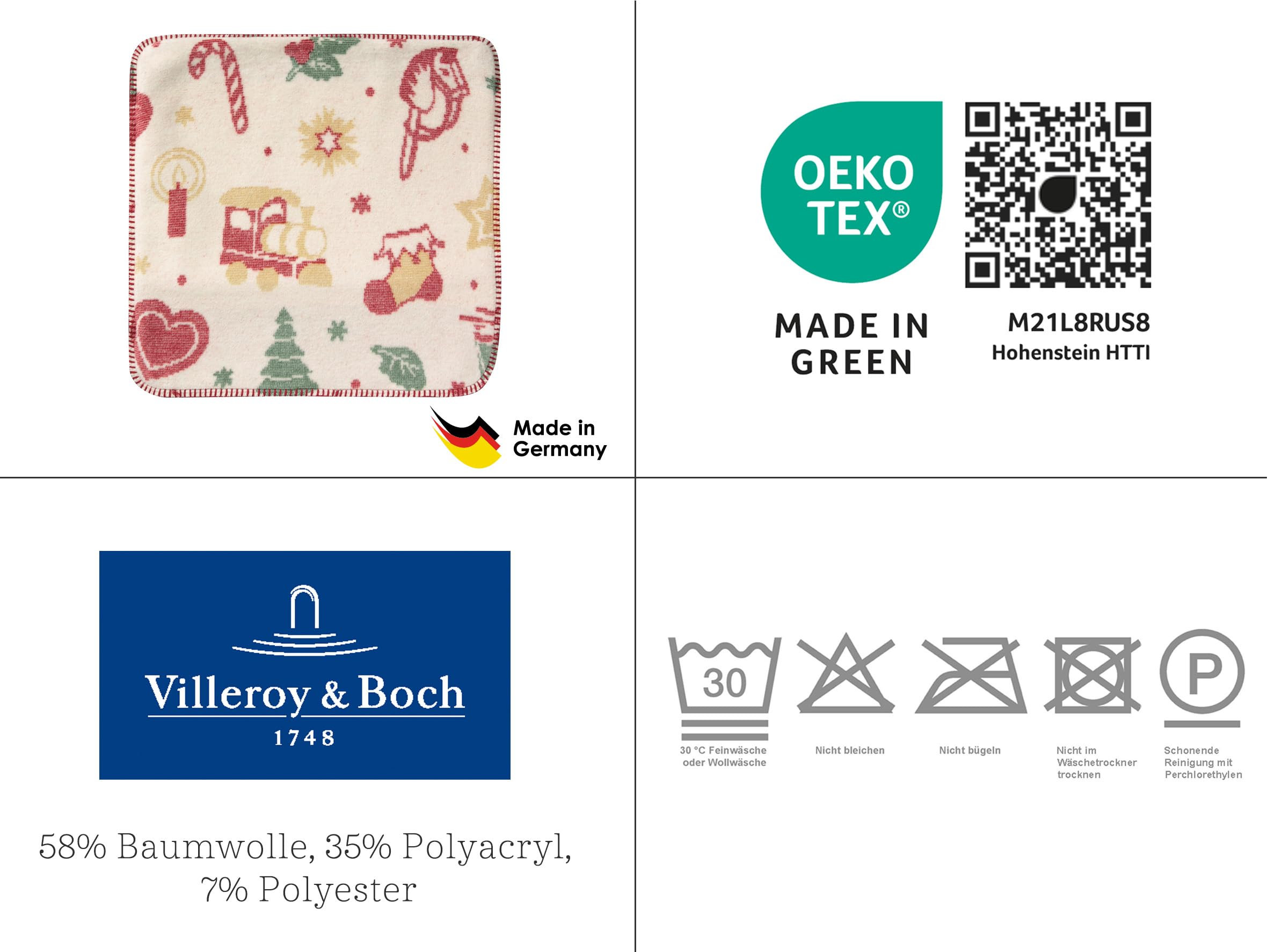 Villeroy & Boch Kissenhüllen Toy's Delight Allover Creme 50x50 cm | Made in Germany , Kissenhülle mit bunten Weihnachtsmotiven, Dekokissen, OEKO-TEX Made in Green, hochwertiges Zierkissen
