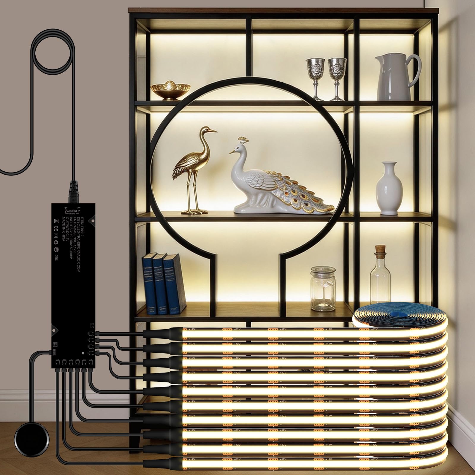 tlinkosta Black Cabinet Light COB LED Strip Light
