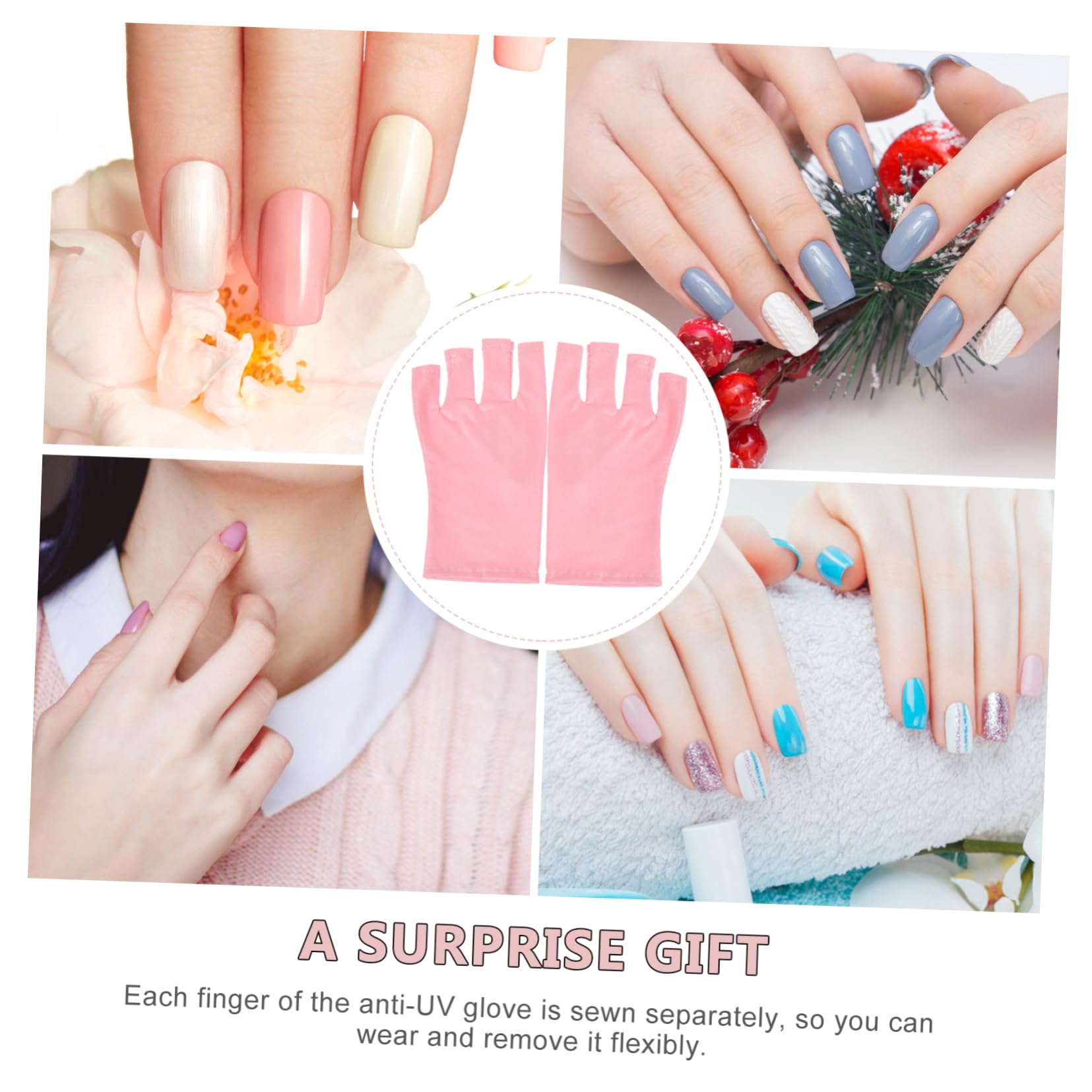 Healeved 8pares Guantes De Manicura Anti-uv Protección Para Manos Dedo Descubierto Reutilizables y Transpirables