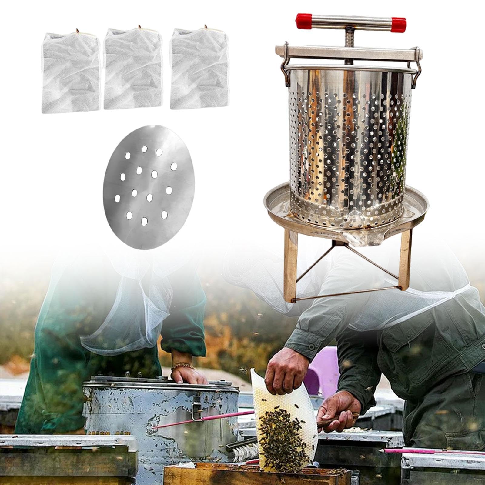 Extractor de Miel y Prensa casera para Frutas, Incluye Mango en Forma de T y Mallas filtrantes, 3 Mallas de Filtración