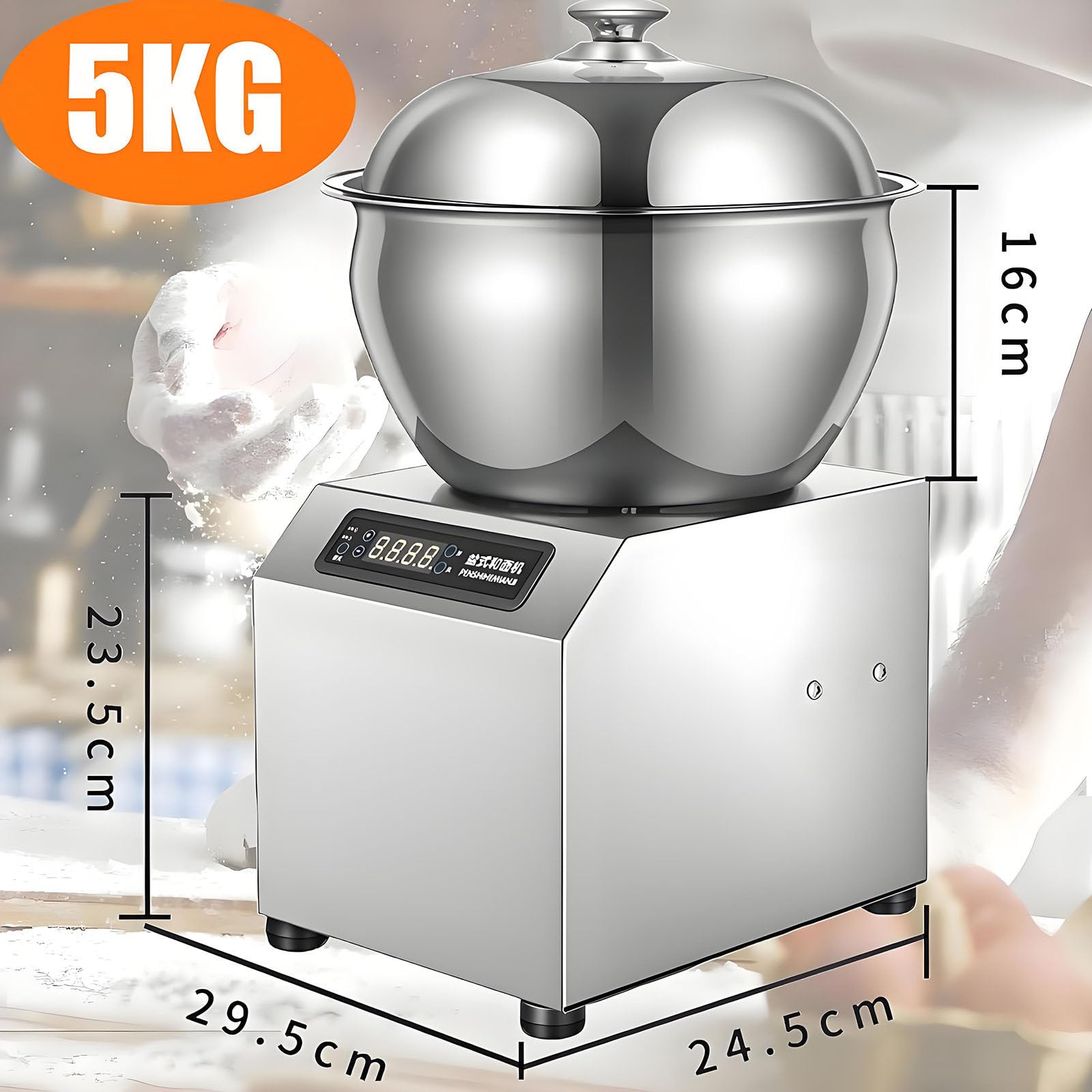 Impastatrice Professionale da 1800 W - Impastatrice a Spirale Professionale con Vasca Rimovibile, Doppia Rotazione E Timer per Panetteria, Pizzeria E Ristorante 5kg