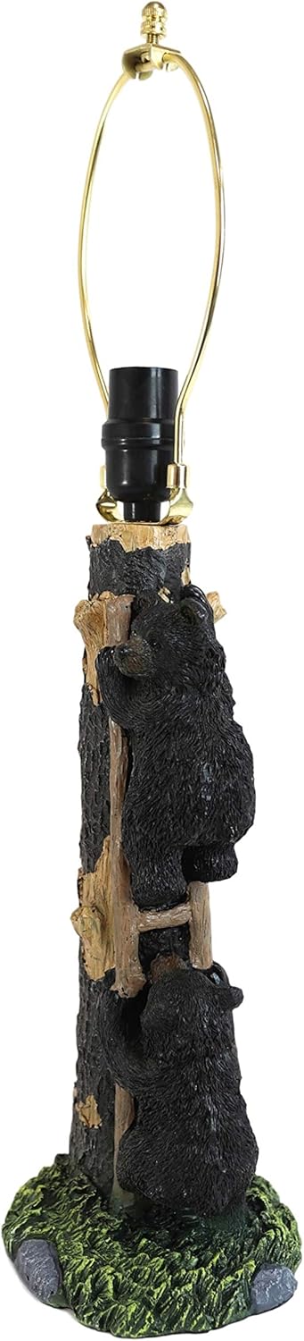 Ebros Whimsical Rustic Bear Cubs Climbing Tree Ladder Table Lamp Statue with Shade 23" High Mountain Wildlife Woodland Cabin Lodge Decor Forest Bear Themed Desktop Lamps
