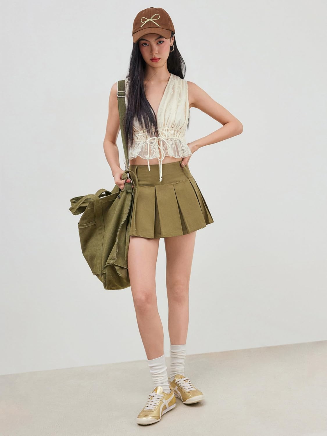 CIDER Tank Tops for Women Lace Trim V Neck Tie Front Sleeveless Top Going Out Tops Cute Crop Top Y2k - Image 5