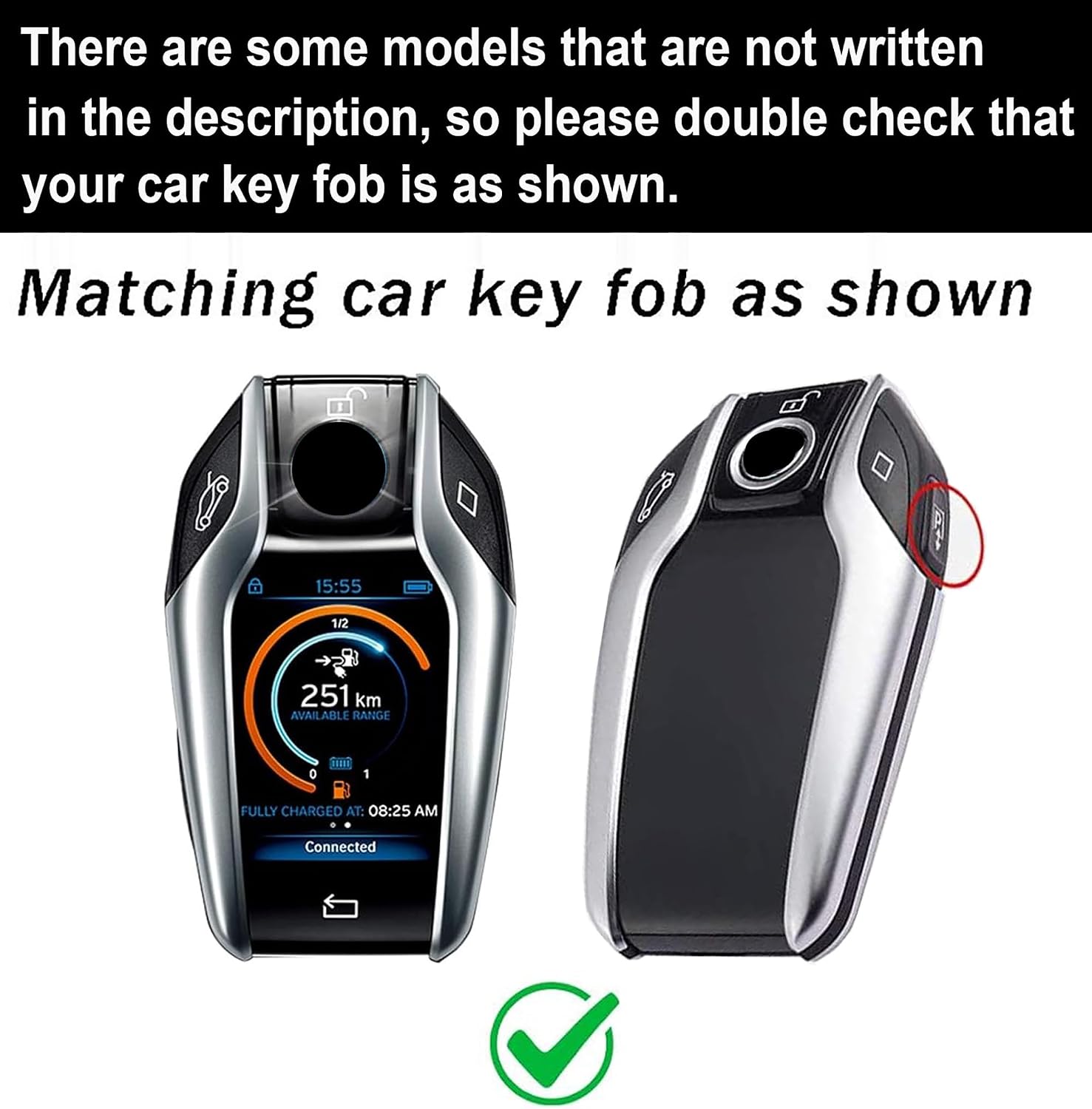 ontto Key Fob Cover Clear Front Cover Fit for BMW LCD Digital Touchscreen Smart Remote for 5 6 7 8 Series X3 X4 X5 X7 G30 G31 G32 G11 G12 G70 G01 G02 G05 G07,Metal and Leather Key Skin,Green image 2