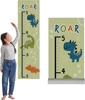 Kids Dinosaur Themed Growth Chart – 12" x 43.5" Wall Height Measurement Chart – Baby Height Tracker – Boys Room & Nursery Decor – Growth Chart for Wall – Birthday or Baby Shower Gift – Printed in USA
