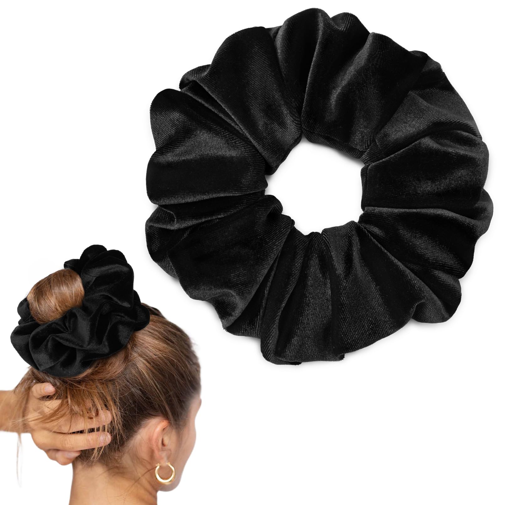 Amazon.com : CEELGON Black Big Velvet Scrunchie 6.5 Inches  display picture 3